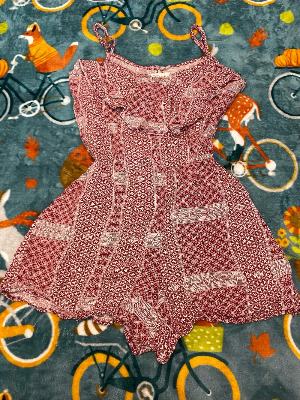 Red/White Geometric Romper Side Zip Adjustable Straps Vtg Abercrombie & Fitch Sm